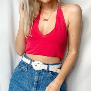 Gap hot pink halter neckline tank top